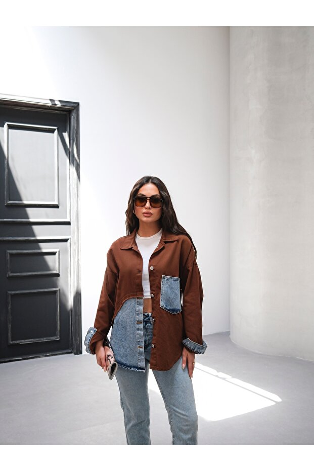 kadın gömlek kot garnili - 4