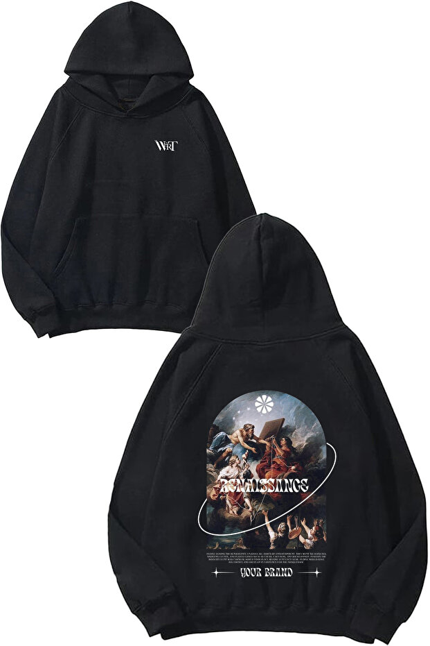 Sculpture Painting Design Back Printed Black Hooded Sweatshirt