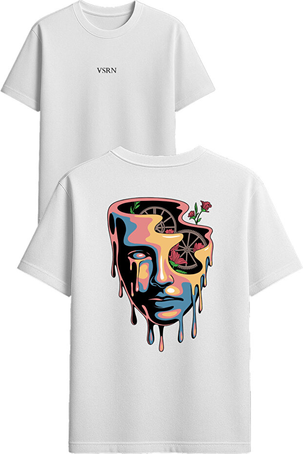 System of a down Face Design Printed White Oversized t Shirt