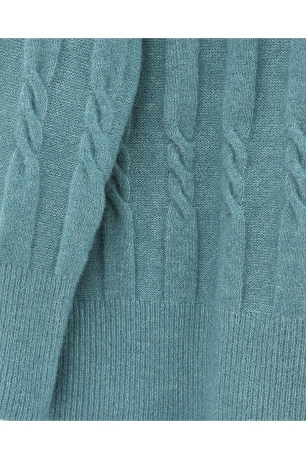 Embossed Patterned Soft Knit Sweater - Turquoise - 5
