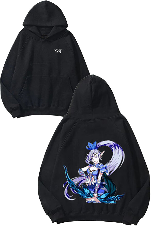 Mlbb Miya Design Backpack Printed Black Hooded Sweatshirt