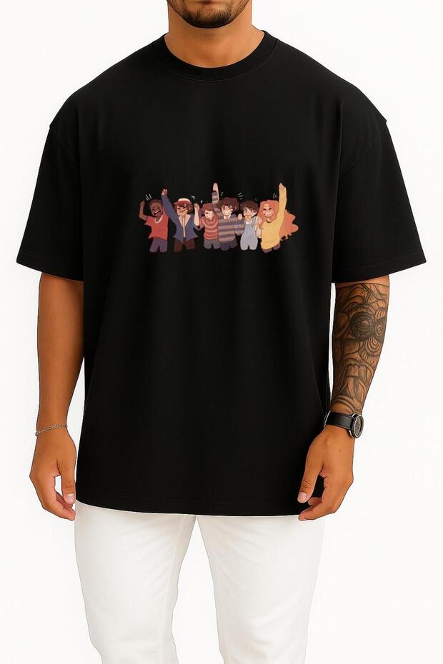 Oversized Eleven Foreign Things Chest Design Unisex T-Shirt
