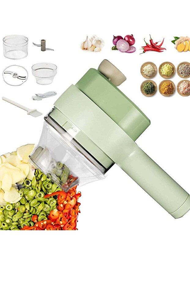 4 in 1 Portable Electric Vegetable Cutter Set,Gatling Vegetable Chopper Mini Wireless Food Processo