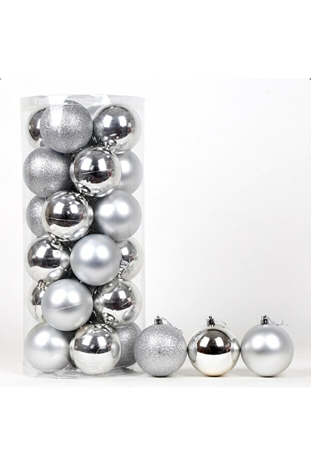 Set globuri 6 cm, 24 buc – Argintiu