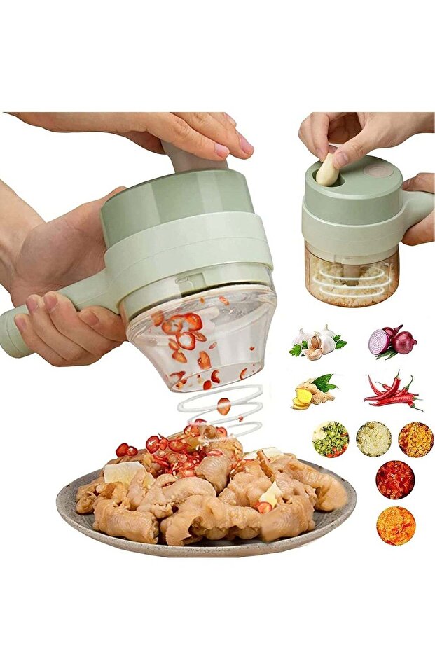 4 in 1 Handheld Electric Food Chopper Wireless Vegetable Cutter Set