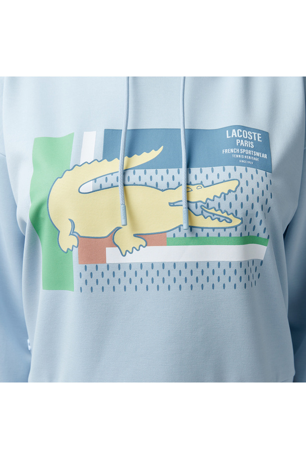 Kadın Relaxed Fit Kapüşonlu Baskılı Açık Mavi Sweatshirt - 5