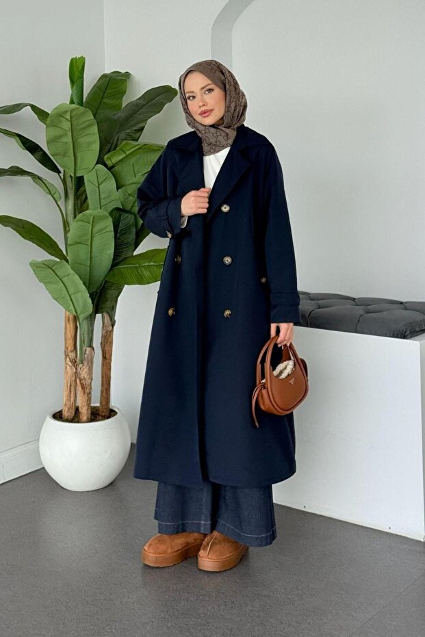 Dragos Trench Coat Navy Blue