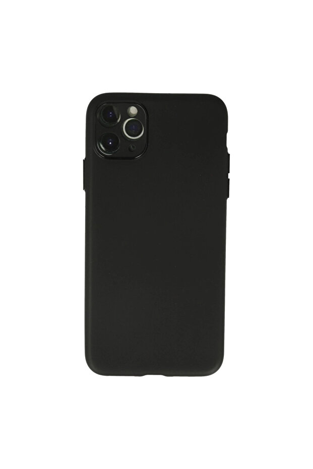 حافظة آيفون 11 برو ماكس من السيليكون - أسود - 1
