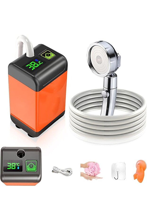Portable Camping Shower, USB Rechargeable 7800mAh, 2m Hose