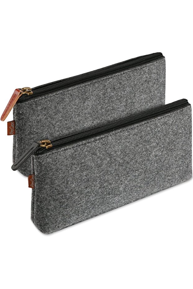 Felt Pencil Bag Pen Case - 2-Pack, Small, Black