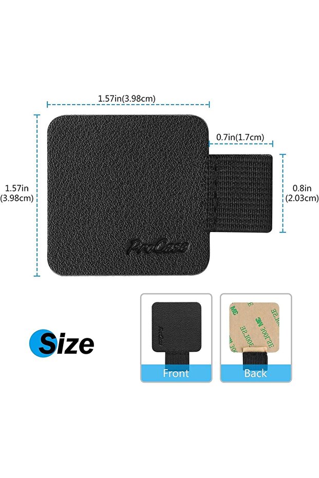(5 Pack) Pen Loop Holder - Self Adhesive PU Leather with Elastic Loop (Black) - 4
