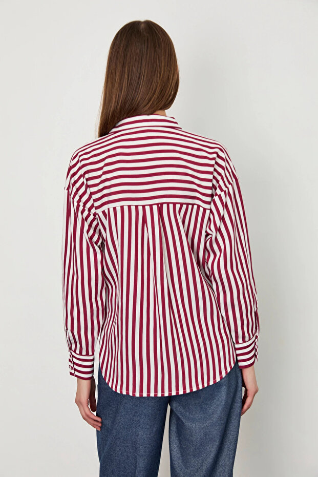 Çizgili Regular Gömlek - 4