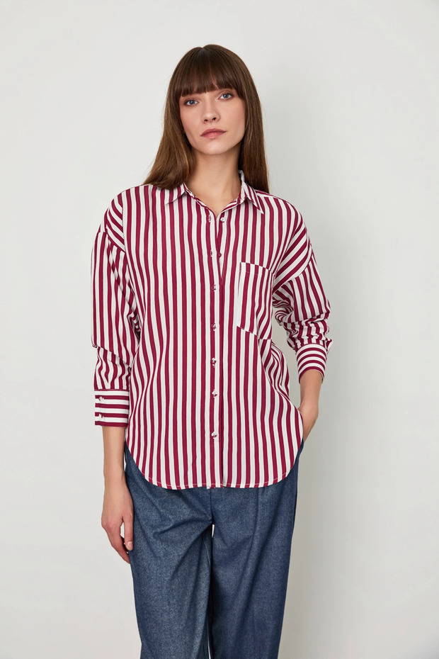 Çizgili Regular Gömlek - 3