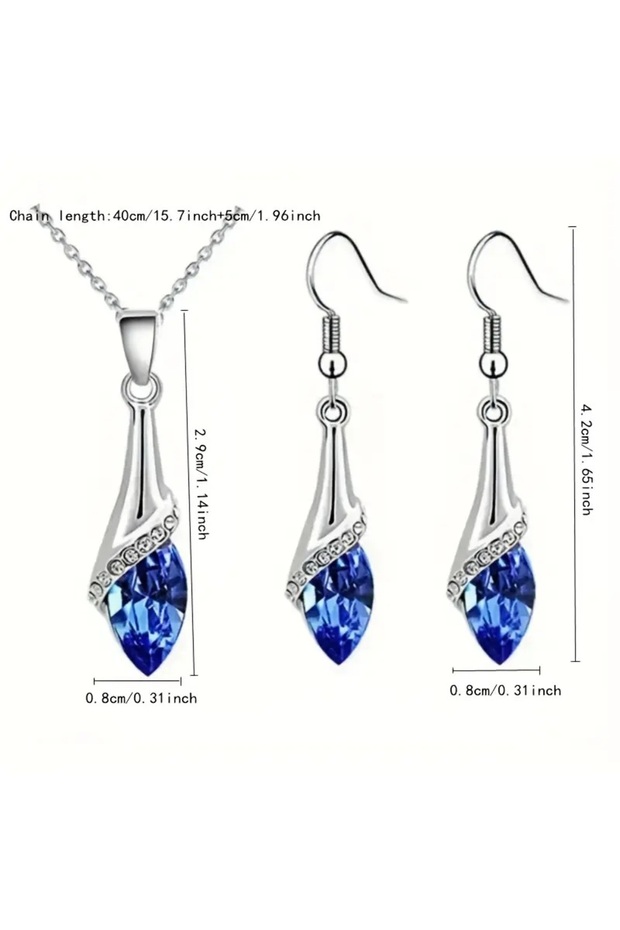 Jewelry Set with Color Options, Stone, and Zircon Stone Inlay (Necklace Earrings), New Year, Valentine's Day