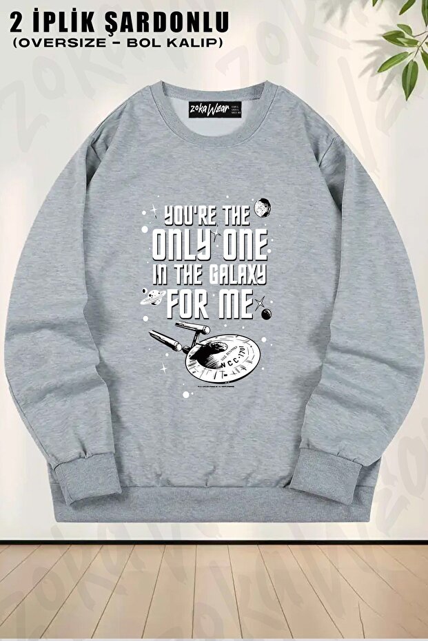 Unisex Star Trek the Only One in the Galaxy for Me Printed Oversized Crew Neck Sweatshirt