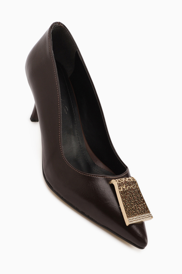 Lian Coffee Buckled Stiletto Women's Heeled Shoes