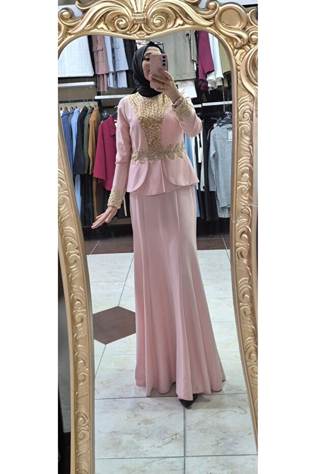 Satin Crepe Evening Dress