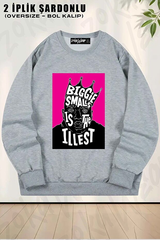 Unisex Biggie the Notorious Bıg Printed Oversized Crew Neck Sweatshirt
