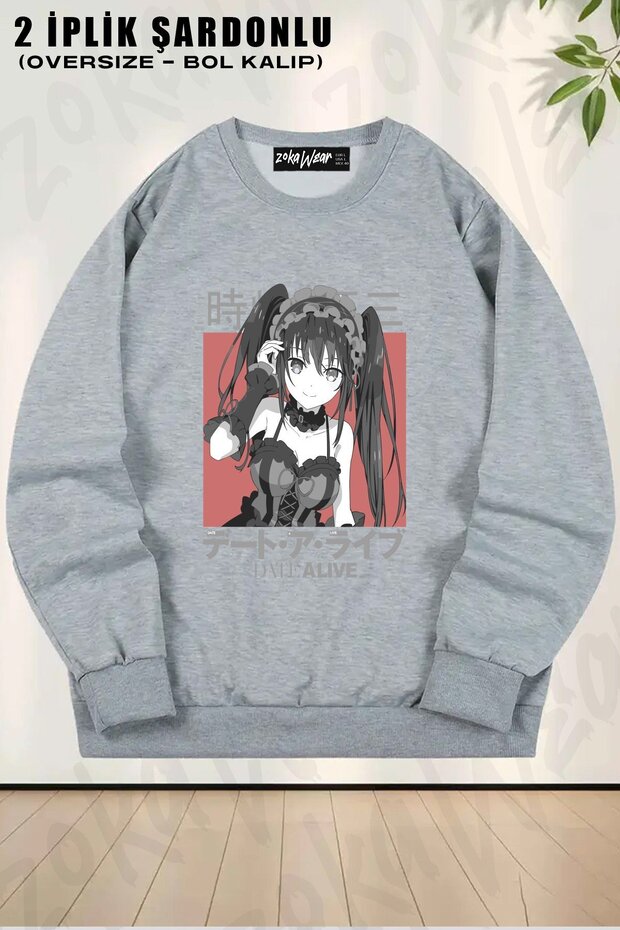 Unisex Kurumi Tokisaki Cute Girl Printed Oversize Crew Neck Sweatshirt