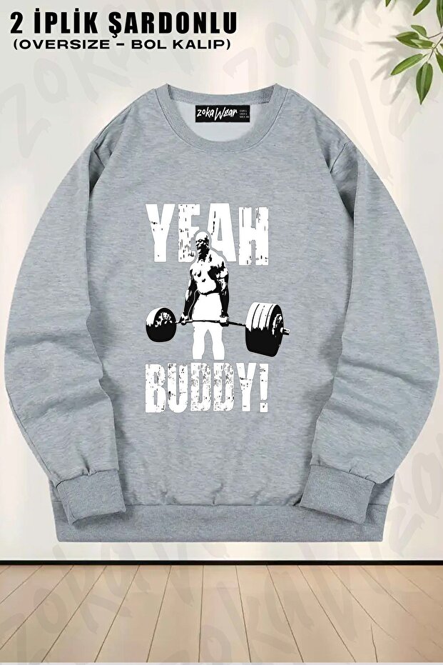 سويت شيرت للجنسين YEAH BUDDY (روني كولمان) مطبوع قصة فضفاضة برقبة دائرية