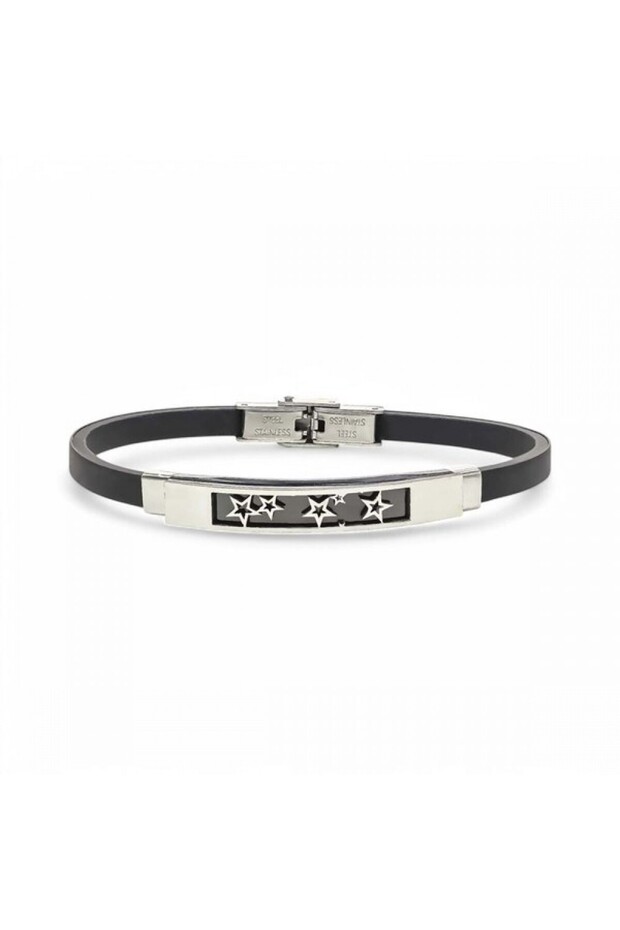 Men's Galaxy Stars Figured Silicone Cord Steel Bracelet