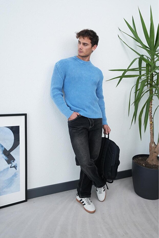 Yıkamalı Triko Kazak - 3