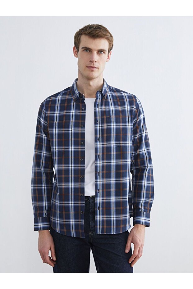 LCWAIKIKI Classic Regular Fit Long Sleeve Plaid Men's Shirt