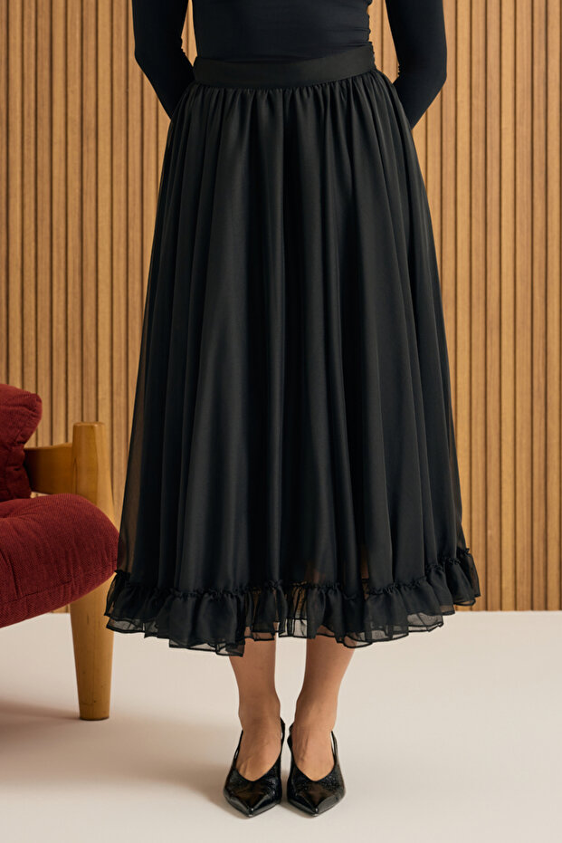 Fırfırlı Şifon Etek - 3