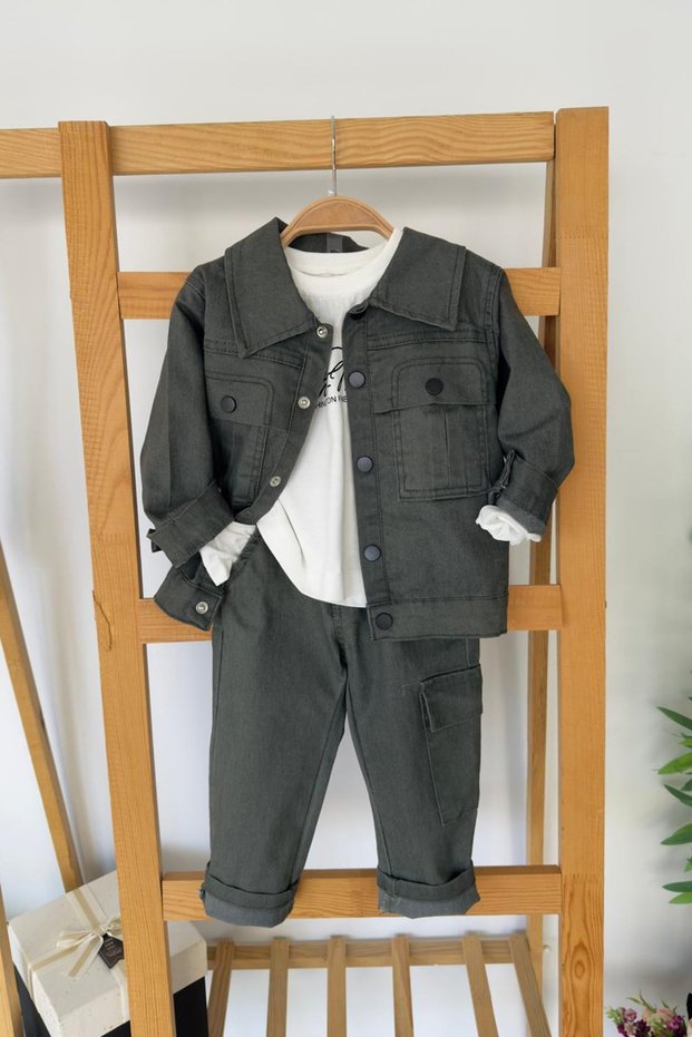 My Little One's Cicileri Cargo Pocket Piece Jacketed Boy's 3-Piece Sports Suit - Green