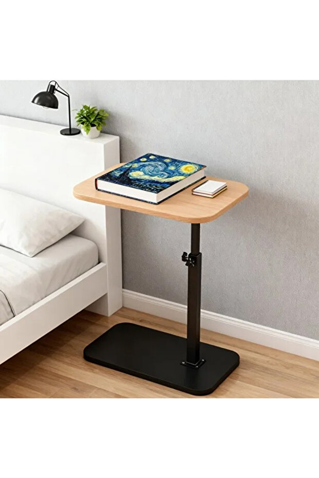 C-Shaped Side Table, Adjustable Height 360° Swivel Tabletop Coffee Table - 7