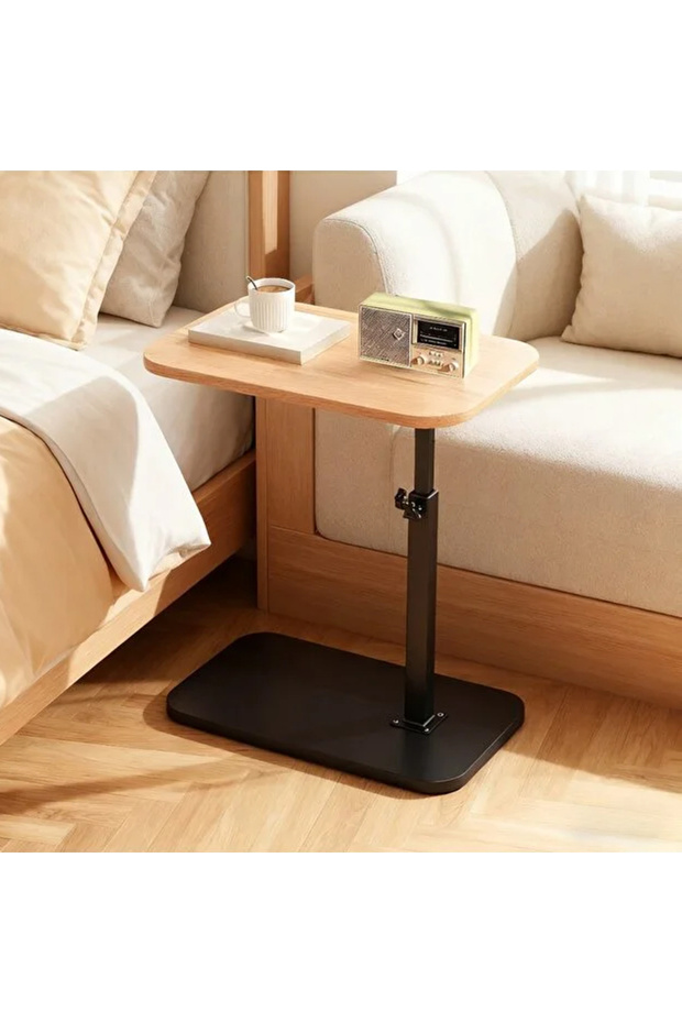 C-Shaped Side Table, Adjustable Height 360° Swivel Tabletop Coffee Table - 1