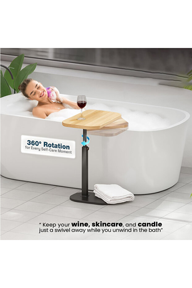 C-Shaped Side Table, Adjustable Height 360° Swivel Tabletop Coffee Table - 6