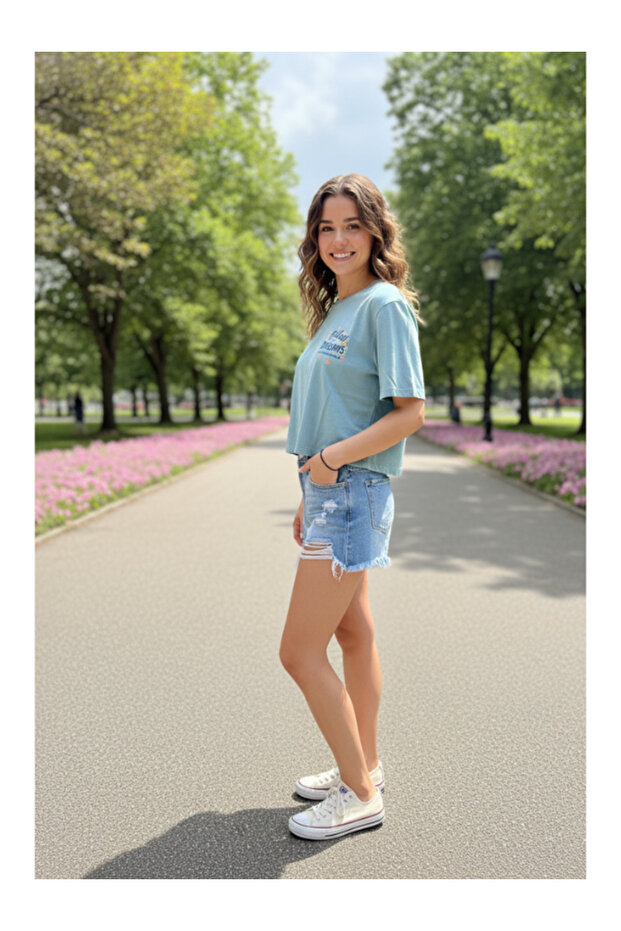 Zero Neckline Printed Crop Tshirt - 3