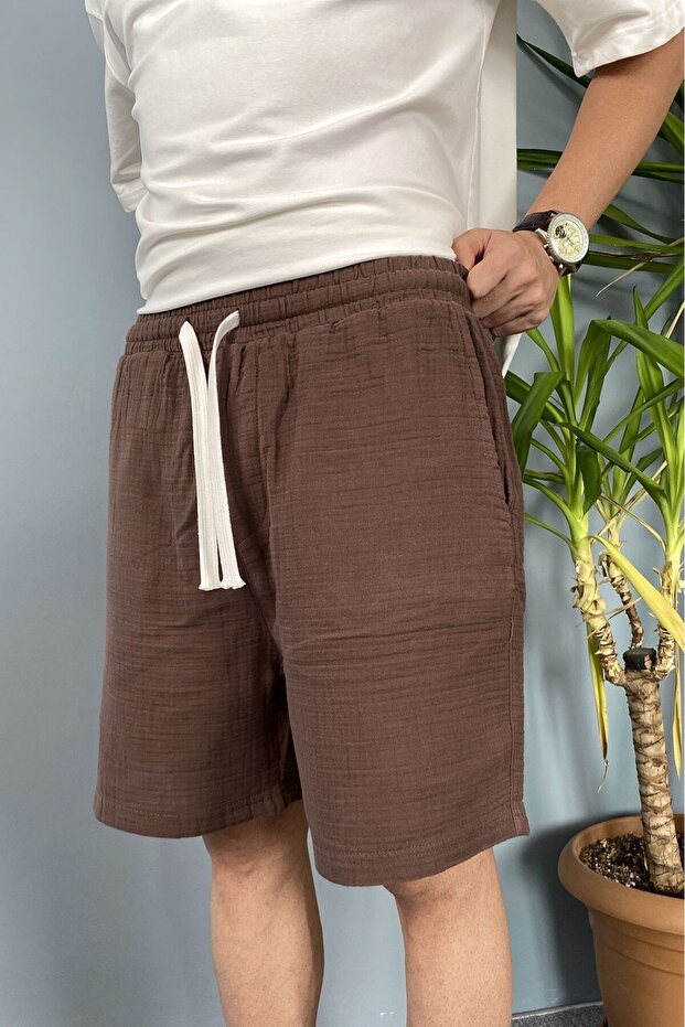 Muslin Fabric Black Shorts