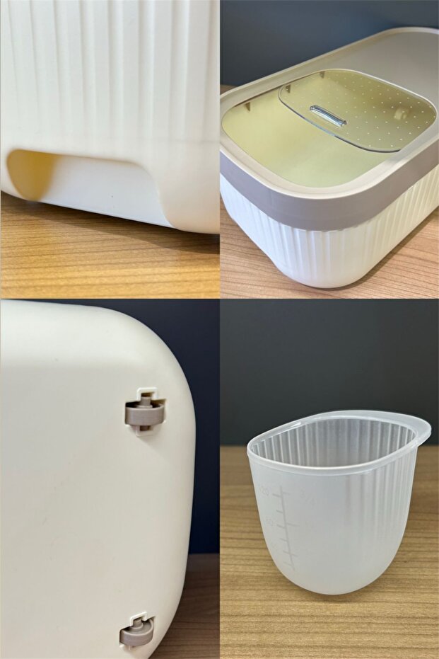 1 Apex Cream 10-Liter Detergent Container with Sliding Lid - Wheeled Food Storage Box with Scale - 2