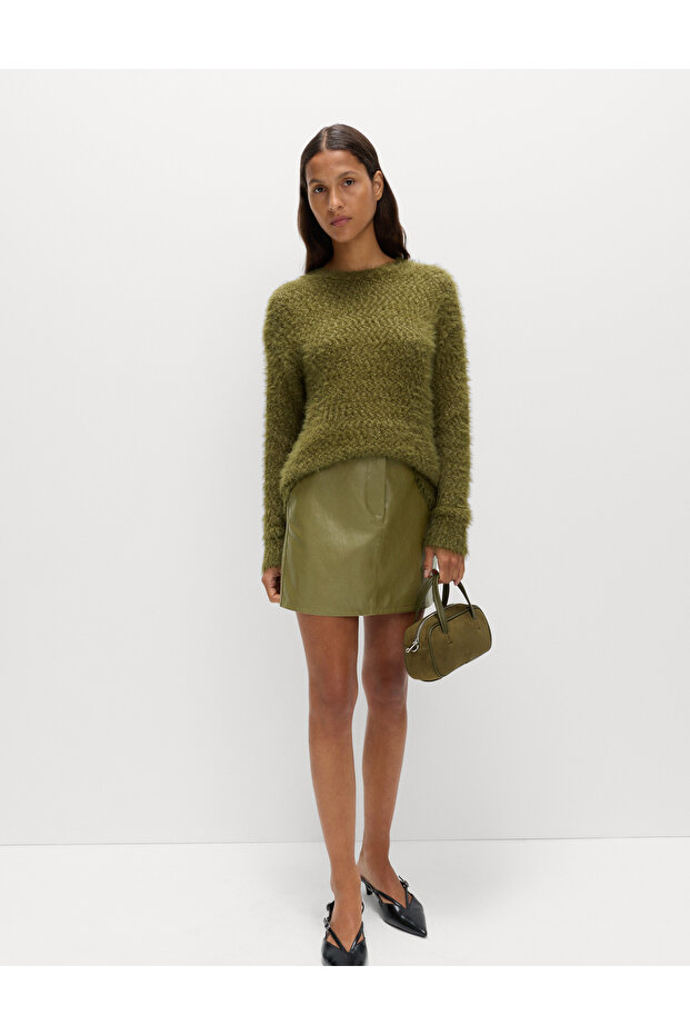 Suni Deri Mini Etek - 6