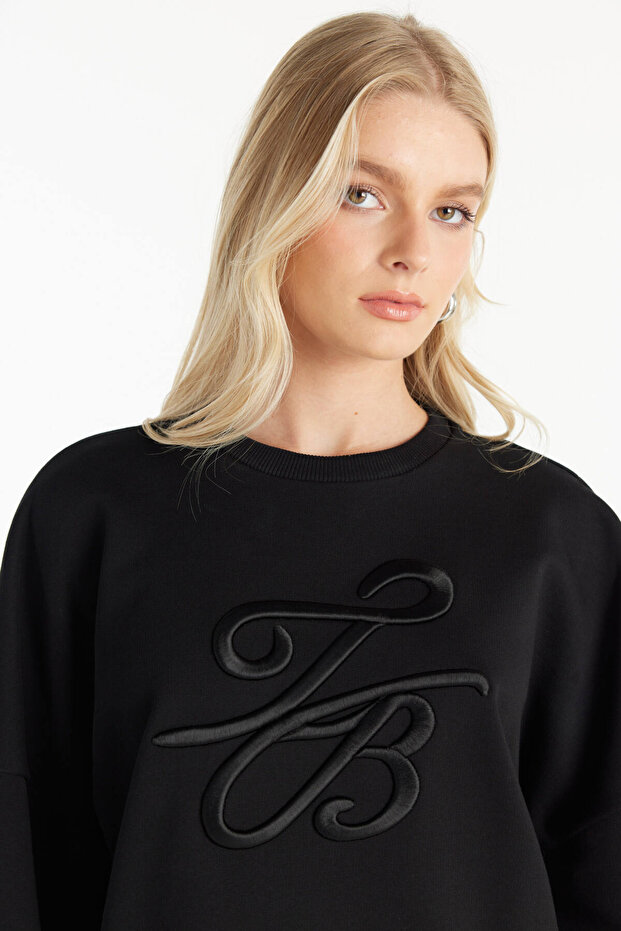 SİYAH SARGI NAKIŞLI SWEATSHİRT - 5