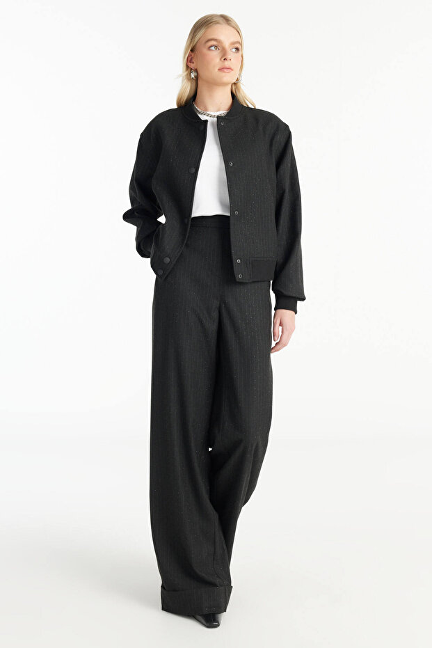 ANTRASİT TAŞLI KAŞE BOMBER CEKET - 3