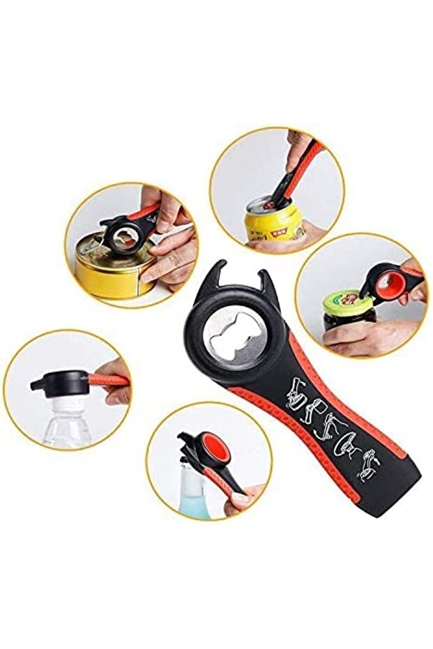Jar, container and bottle cap opener, multifunctional, 5 in 1, red, mediLOGIC™ - 6