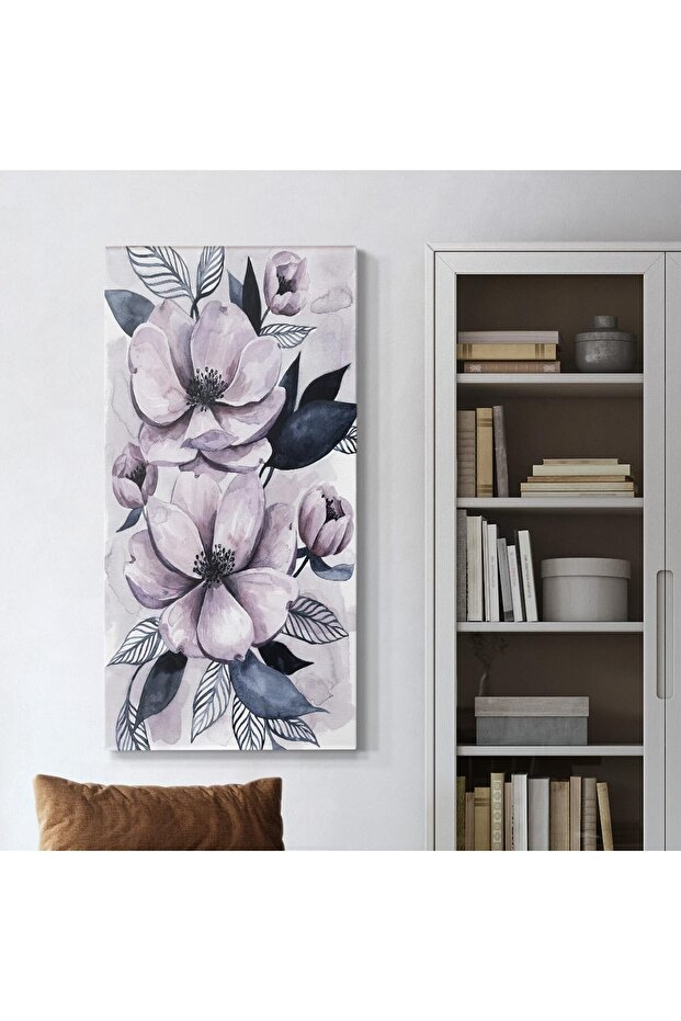 Blue Foliage Saplings Wall Art – Nature Canvas Prints for Kitchen (60x120 cm Framed)
