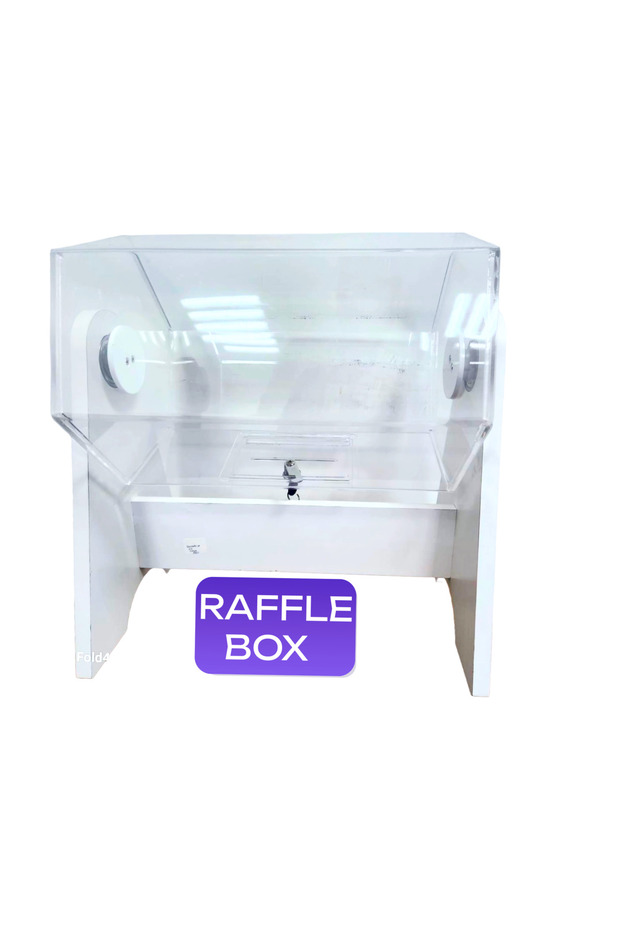 Acrylic Raffle Drum with Wooden Base – Rotating Lucky Draw Box