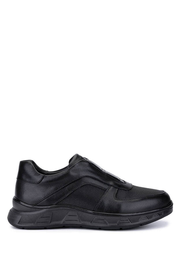 Men's Genuine Leather Black Sneakers & Sports Boots