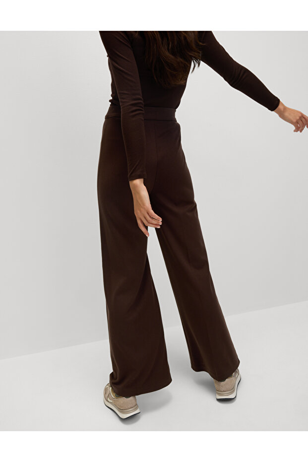 Wide Leg Örme Pantolon - 5