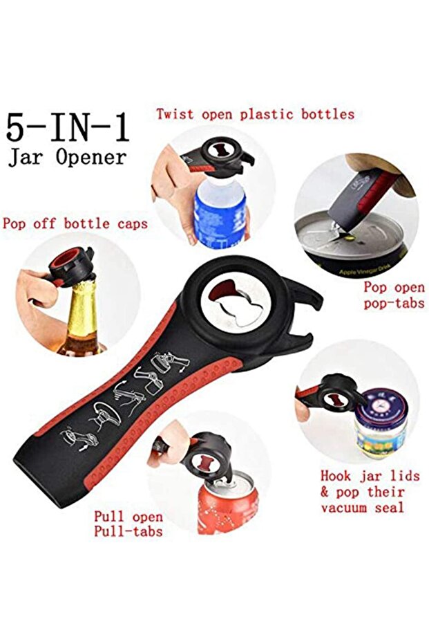 Jar, container and bottle cap opener, multifunctional, 5 in 1, red, mediLOGIC™ - 2