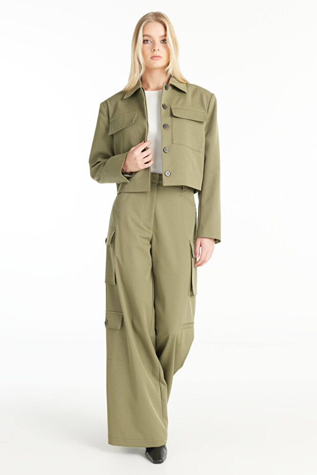 HAKİ KUTU FORM OVERSİZE CEKET - 3