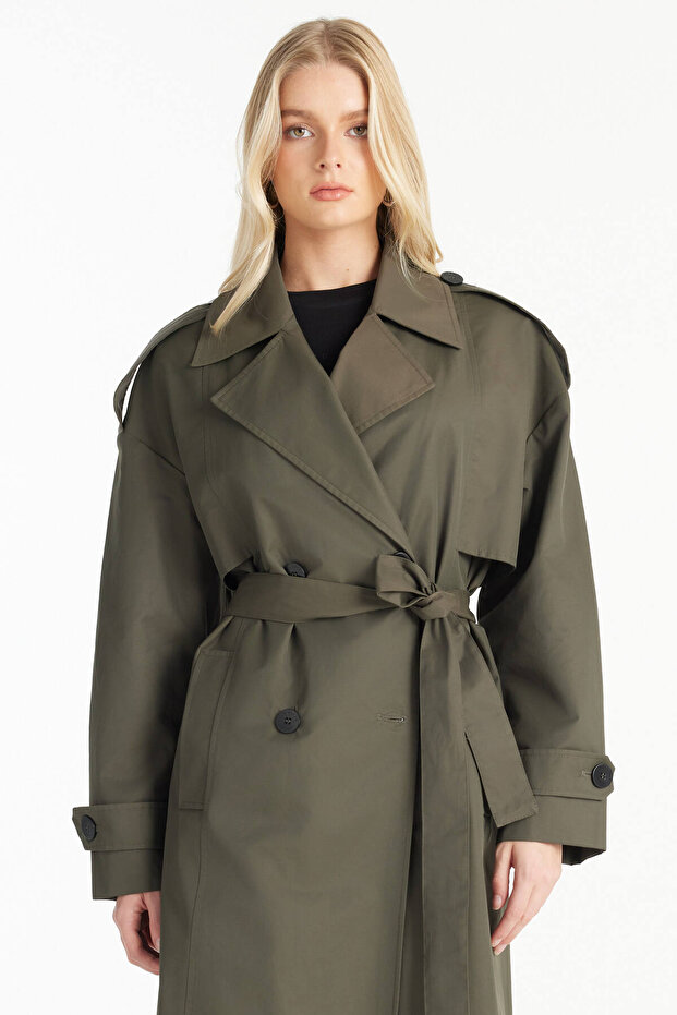 HAKİ OVERSİZE UZUN PARDÖSÜ - 2