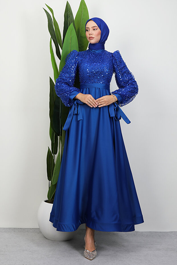 Tarlatanlı Pullu Abiye Saks - 3