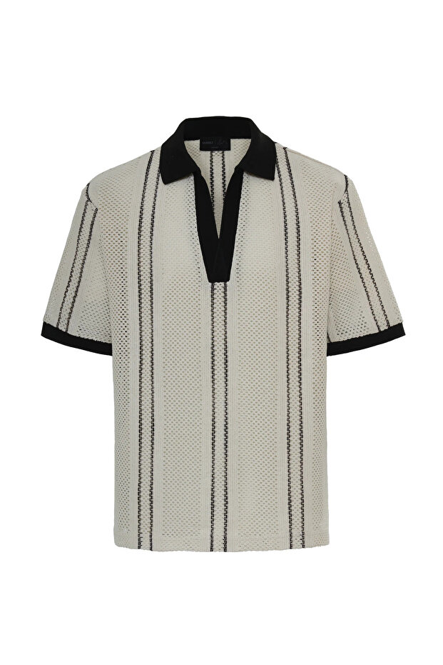 Wave Grid Mesh Oversize T-Shirt - 1