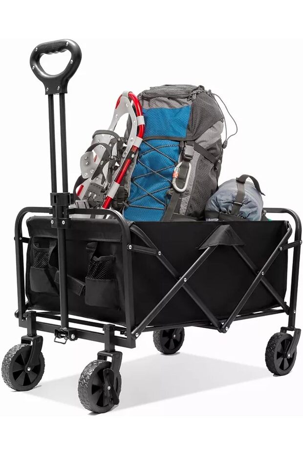 Folding Wagon Cart with 360° All-Terrain Wheels (Small: 73×48×87 cm)