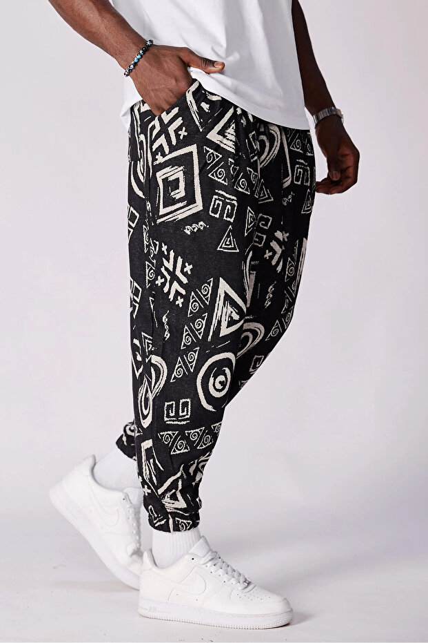 بنطلون شالوار منقوش بخصر مطاطي - 2